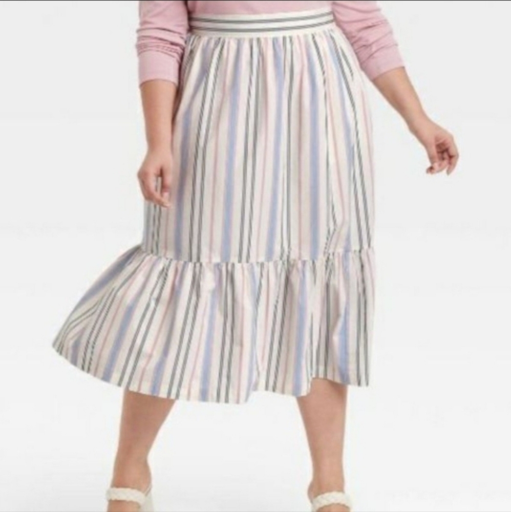 Women's plus size striped midi skirt 2x